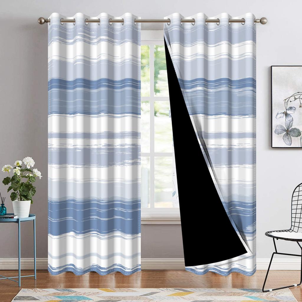 Set Of 2 Abstract Striped Pattern Curtains Multiple Colors Top Living Room Bedroom Decor Rod Pocket Curtain With Grommet Light Blocking Polyester