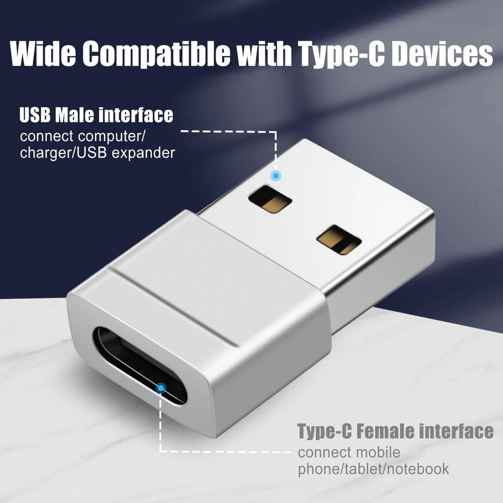 2Pack USB C Female To USB Male Adapter Enjoy 480mbps Fast Transmission and Safe Charging Type C To USB Adapter