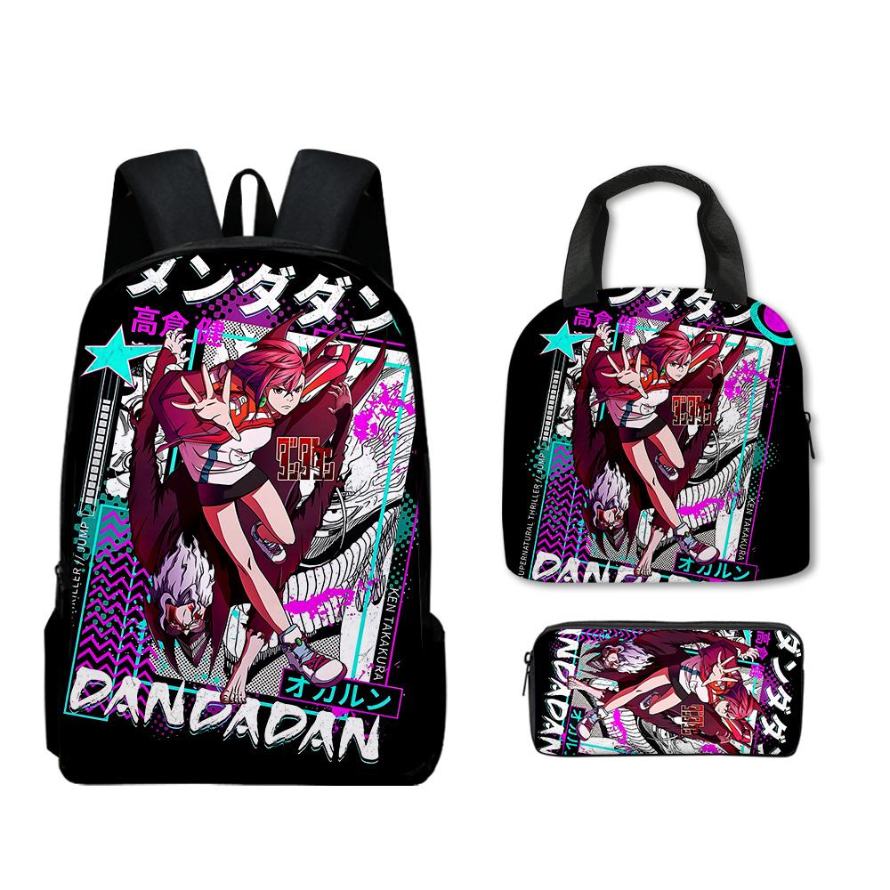 Classique Populaire Particulier Drôle Dandadan Imprimé en 3D Set de 3 pièces Sacs d'école pour élèves Sac à dos pour ordinateur portable Sac à dos Sac à lunch Trousse