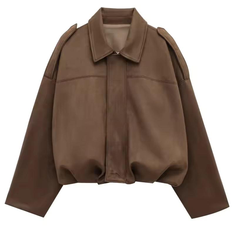 Dames Bomberjack Revers Lange Mouw Rits Suède Jas Dames High Street Cropped Racejassen Jassen BuitenKleding