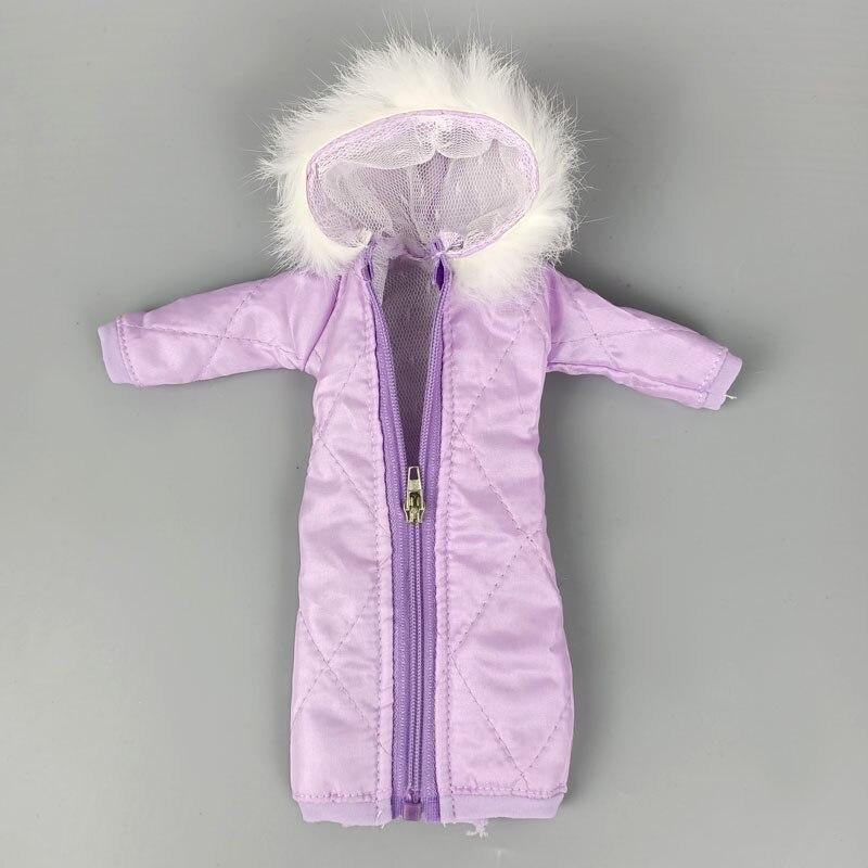 Lila warmer langer Wintermantel für Barbie-Puppen-Outfits, Kleidung, Hoodie, Parka für 1/6 BJD-Puppenjacke, 1:6 Puppenzubehör, Spielzeug