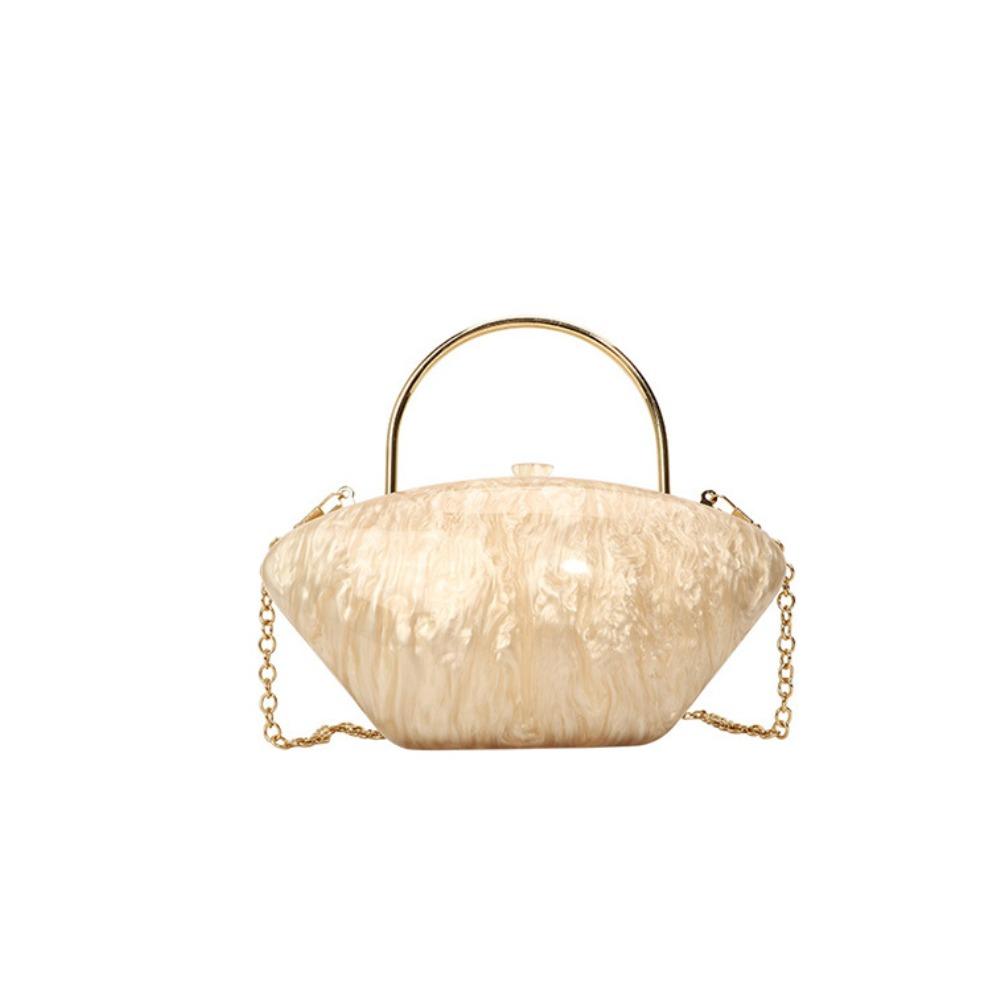 Exquisite and Simple Acrylic Plaid Chain Women's Dinner Bag, New Fashionable Commuter Women's Shoulder Messenger Bag