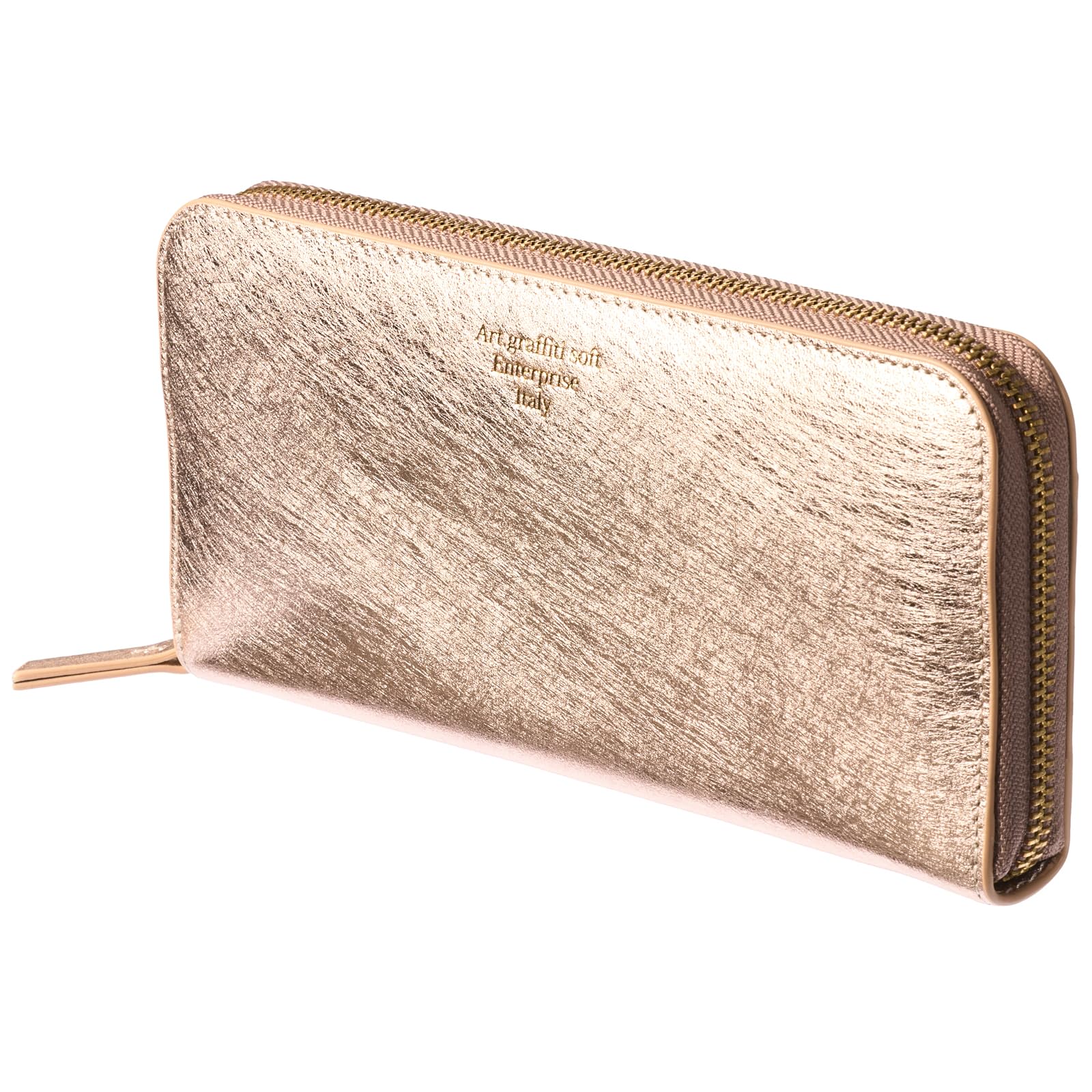 

[VOICE] Align Graffiti Italian Cowhide Leather Women s Vertical Card Slot Round Zipper Long Wallet Gift Boxed Gold