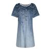 Women's Fashion Casual Floral Print Dress Round Neck Short Sleeves Miniskirt