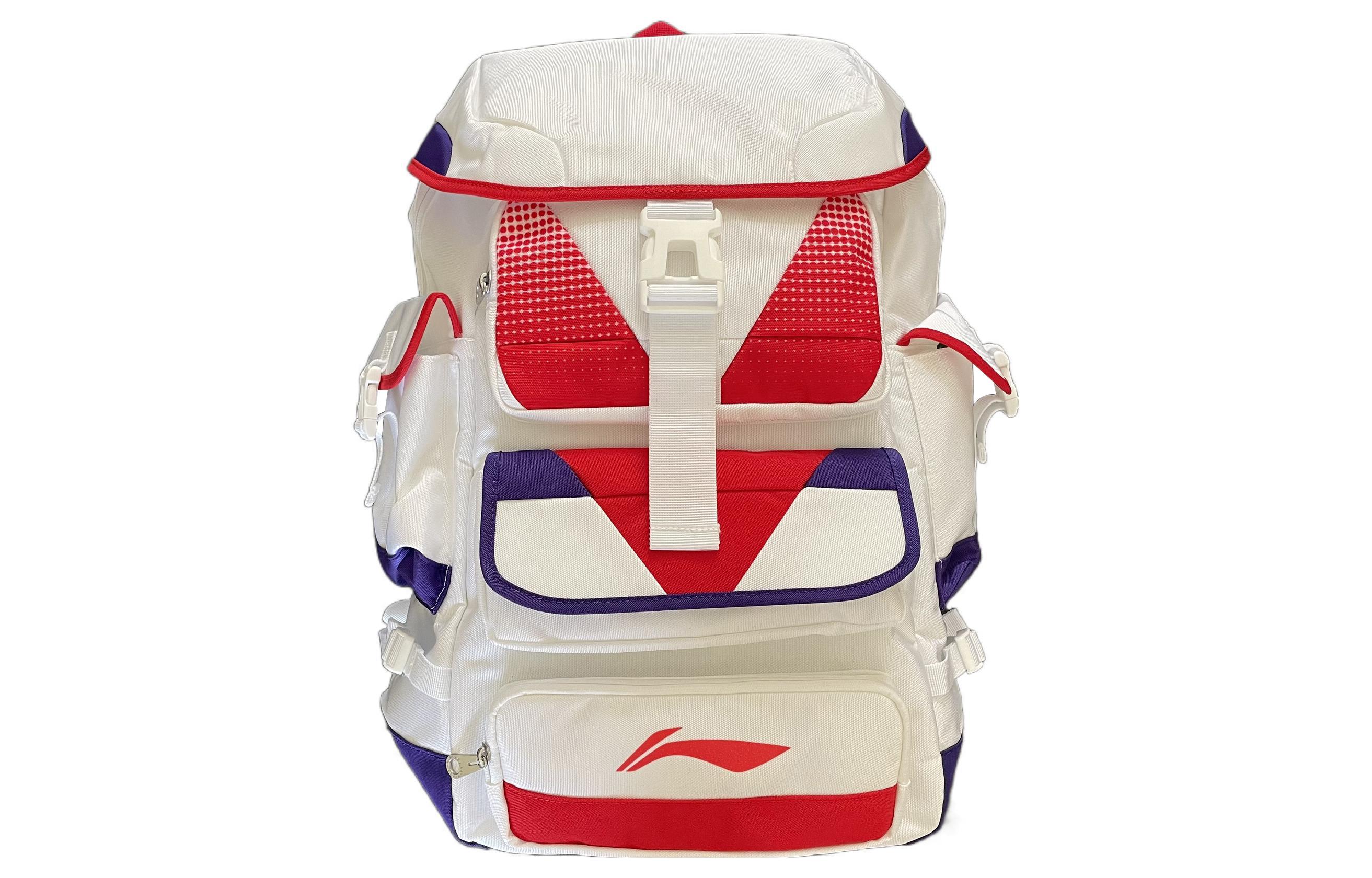 Li Ning Sports Basketball Collection Polyester Backpack Regular Unisex White/Red/Blue ABSS015-2
