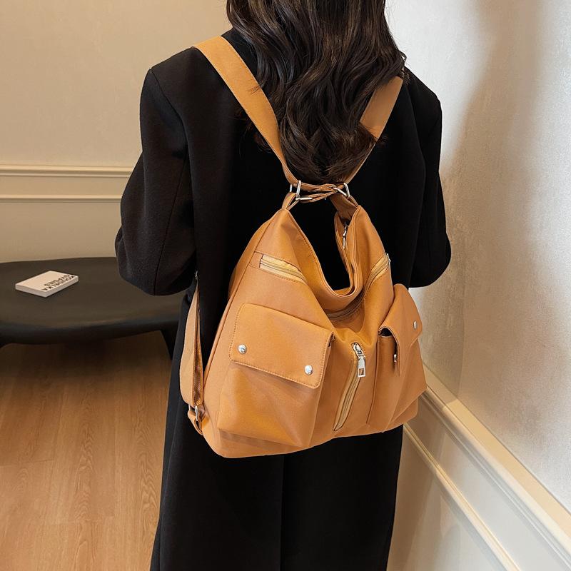 

Багатофункціональний трицільовий рюкзак полотняна сумка сумка жіноча велика місткість приміська сумка через плече шкільний повсякденний рюкзак косий проліт Height 34 Width 35 Thickness 15 коричневий