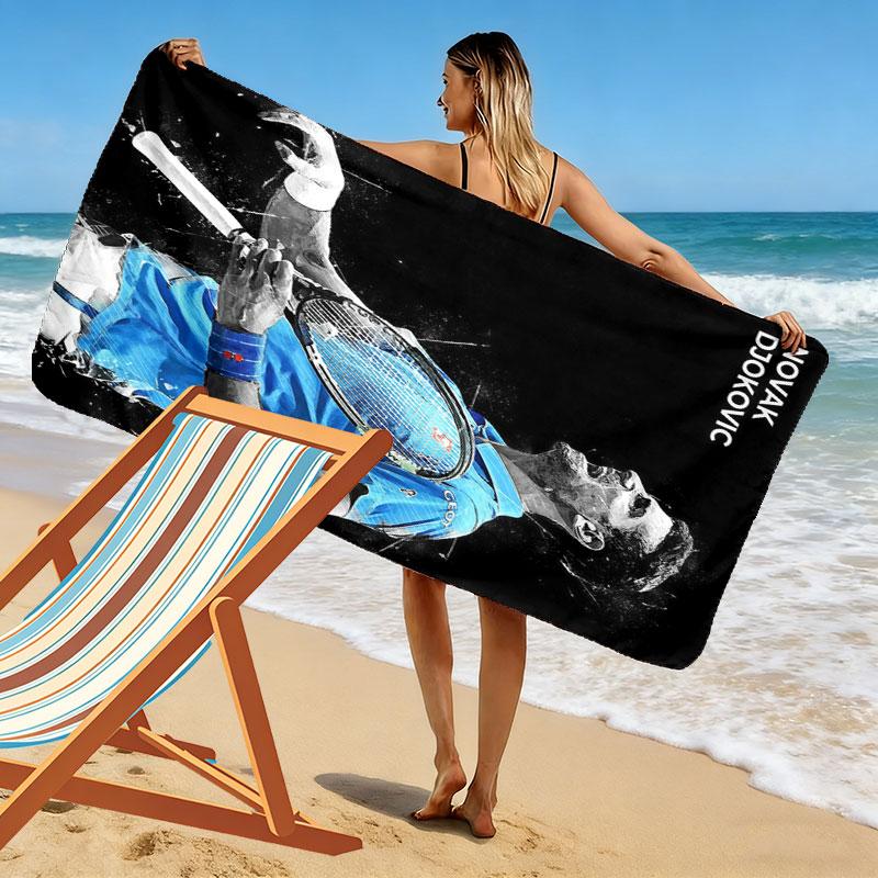 Asciugamano da Spiaggia Novak Djokovic Fighter, Asciugamano Grande Morbido ad Asciugatura Rapida per Spiaggia Campeggio Nuoto
