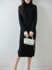 2025 Autumn/Winter Women's Wool Sweater Dress: Half-High Collar, Long Sleeve, Solid Color, Loose Fit