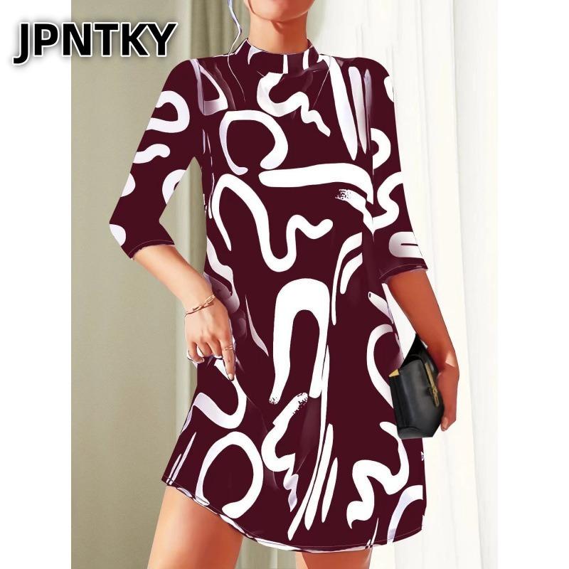 JPNTKY Women's Fashion Summer Spring 1/2 Sleeves Sleeve Casual Dresses