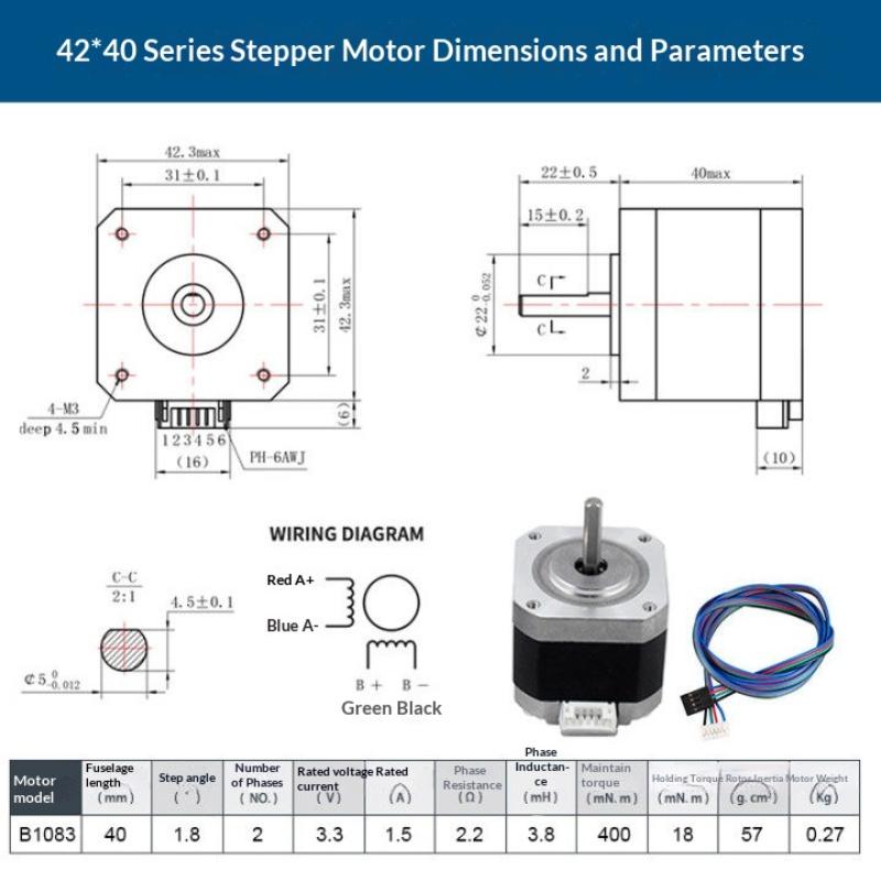 1 ks 1,0A 12V 14N.Cm CNC laserový gravírovací motor 3D tiskárna Extruder 4 vodiče Pro Nema 17 22mm 42 Krokový motor 42*42*23mm