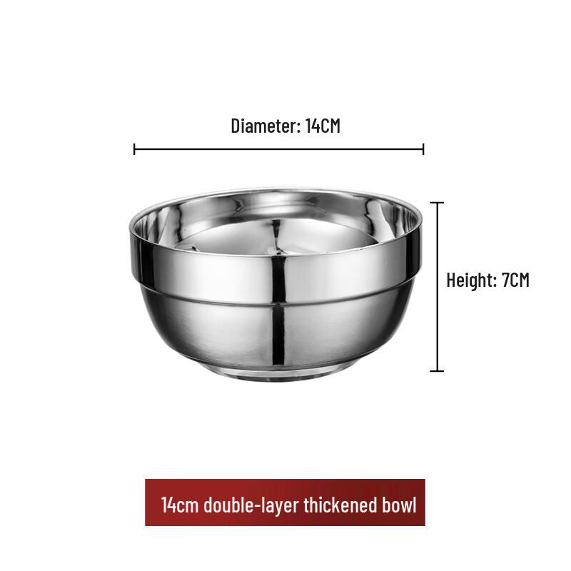 SuLi 304 Stainless Steel Double-Layer Anti-Scald Bowl