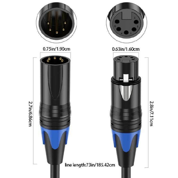 5Pin XLR Splitter Cable With Male And Female Connectors For Professional Music And Lighting Setup Micrphone Cable