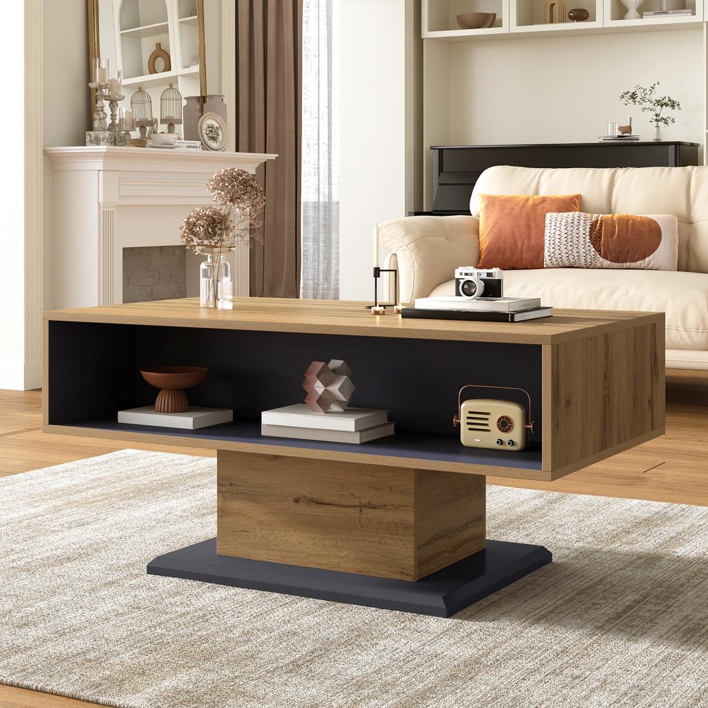 Modern Coffee Table with Double-Sided Storage, Large Compartment and Additional Interior Compartment – Versatile Living Room Table