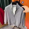 Herren einfarbige Strickjacke mit Reißverschluss - Vielseitige schmale Passform Herbst/Winter Stehkragen Jacke