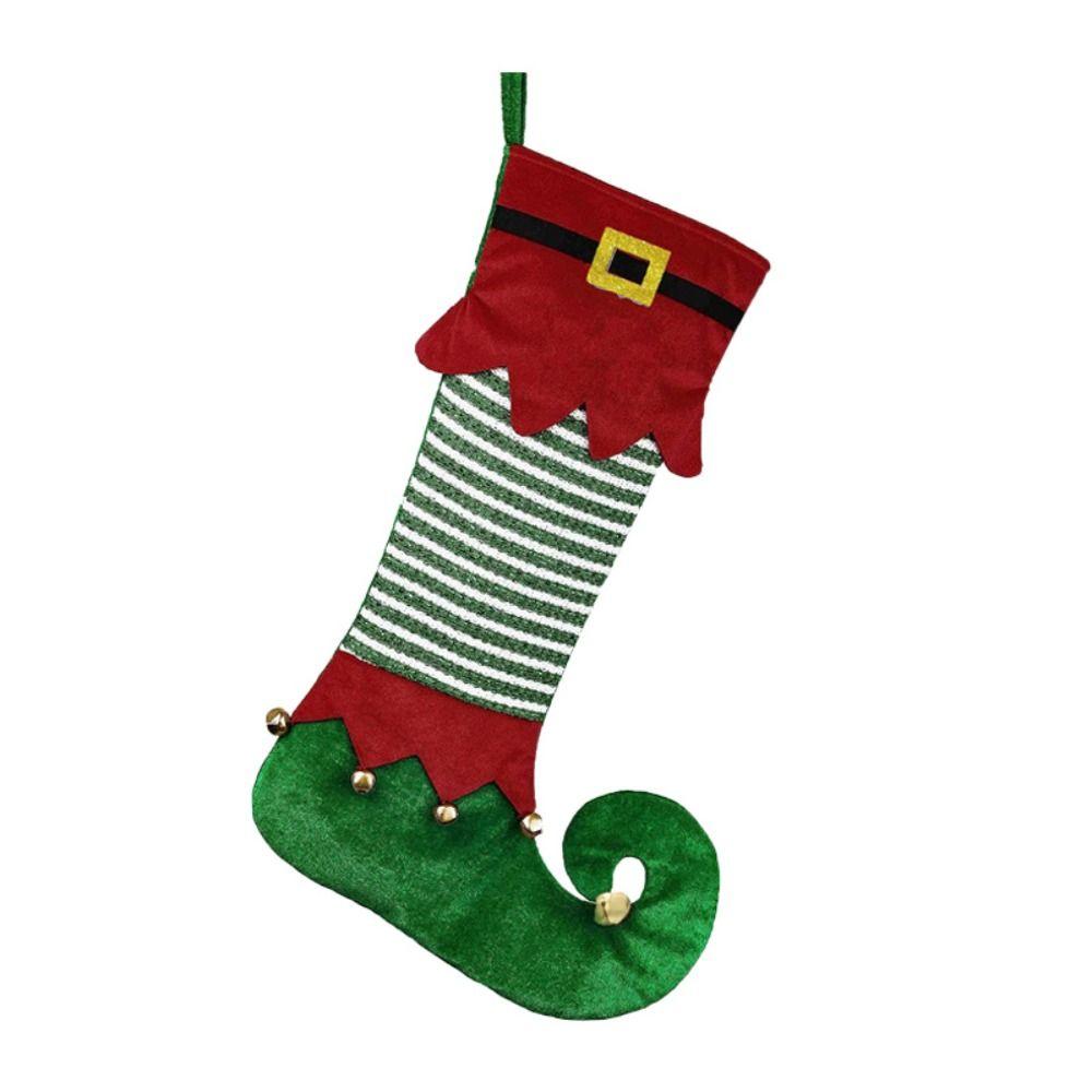 Hanging Elf Christmas Stockings Red/Green Christmas Tree Decorations Fairy Elf Stocking  Party