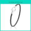 Elegant Unisex Leather Bracelet With Braided Design And Strong Magnetic Steel Clasp