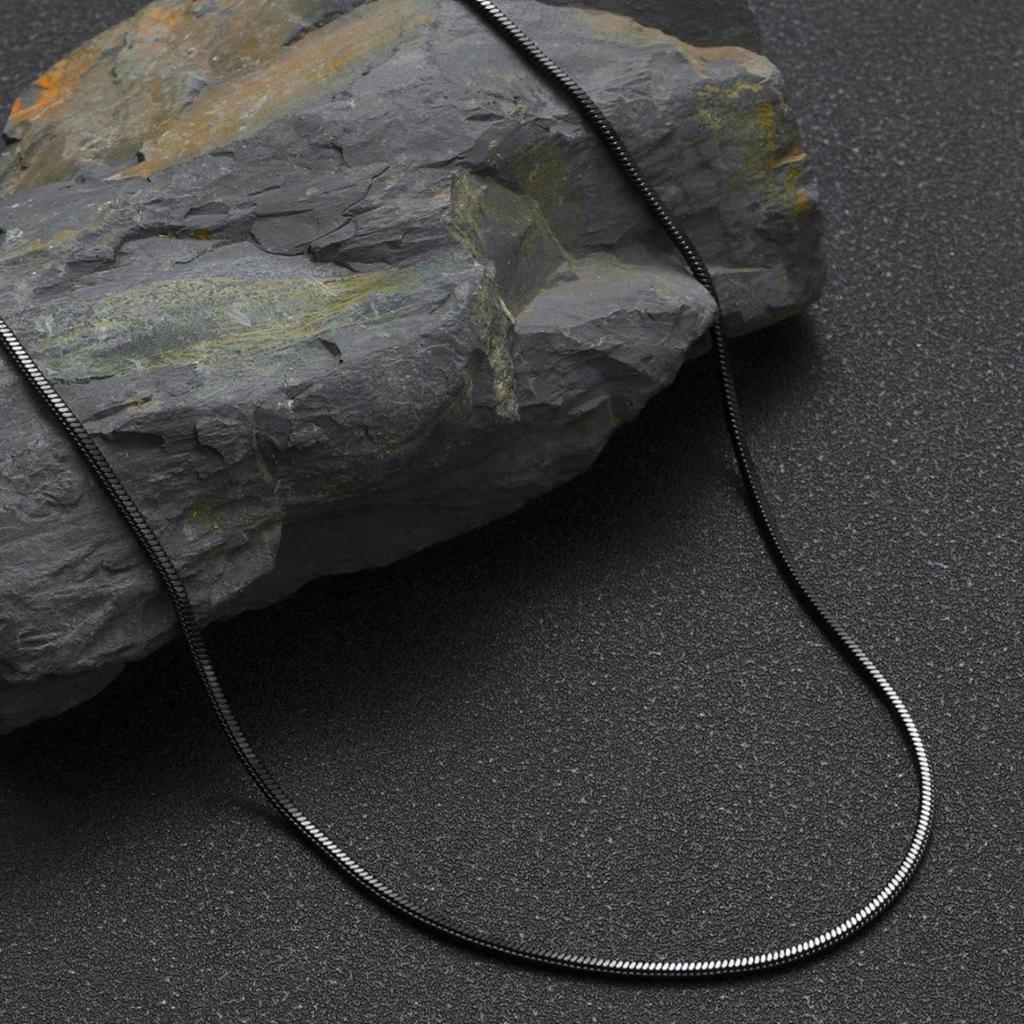 Men's Snake Bone Chain Necklace, 60cm, Stainless Steel, Retro Black Fashion, Ideal for Daily Wear