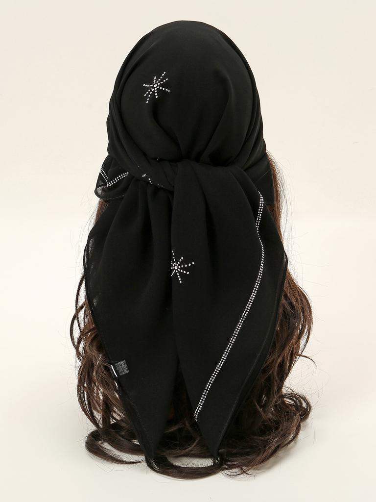 New Chiffon Square Scarf Women Rhinestone Headscarf Muslim Malaysian Shawls Headwraps Islamic Clothing Headband Ramadan 90*90cm