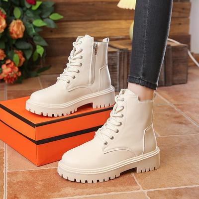 Thick-soled Velvet Martin Boots for Women's Winter 2025 New British Style Tooling Leather Boots Heightened and Thin Short Boots Size 42