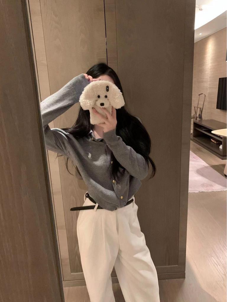 Ralph Lauren Women's Embroidered Patchwork Knit Cardigan with POLO Collar