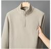 2025 Winter Men's Ollie Fleece Flannel Half-Zip Stand Collar Hoodie with Plus Velvet for Warmth and Cold Protection