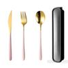 3Pcs/Set 304 Stainless Steel Chopsticks Knives Forks Spoons Student Modern Simple Children's Tableware Storage Box Kitchen Tools