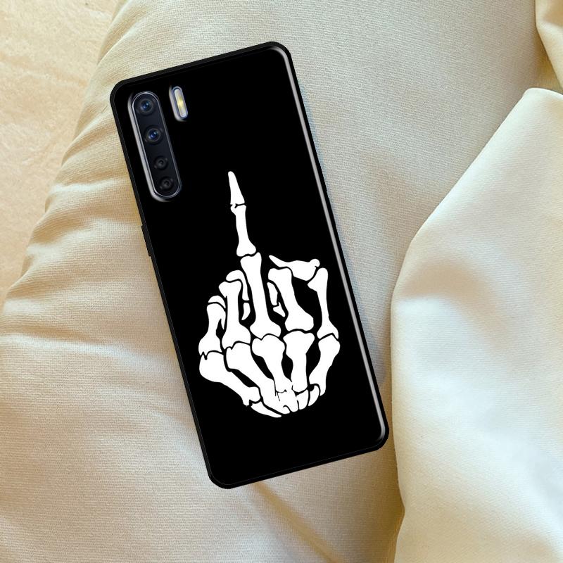 Skeleton Middle Finger Case For Oppo A96 A76 A16 A18 A38 A58 A78 A98 A74 A94 A54 A80 A60 A40 A15 A17 A57 A5 A6 Pro