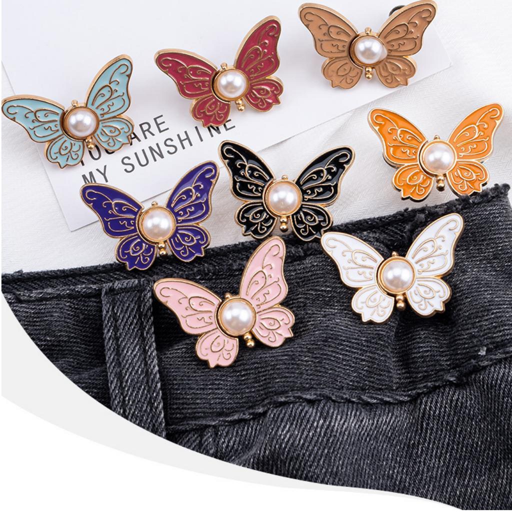 1/3/5 Stück Schmetterling Taillenschnalle für Damen Rock Jeans Verstellbarer Taillenclip Taillenverengende Knöpfe Metallstifte Bekleidungszubehör