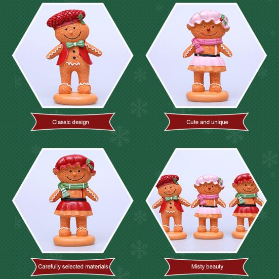 Gingerbread Man Figurine Christmas Resin Gingerbread Statue with Dress/Suit Holiday Tabletop Ornament for Home Kitchen Mantel Decorations