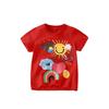Summer New Style Export Children's Clothing Girls' Red Short-Sleeved T-Shirt Pure Cotton Kids' Baby Top Pullover Half-Sleeve 6 Years Old Trendy
