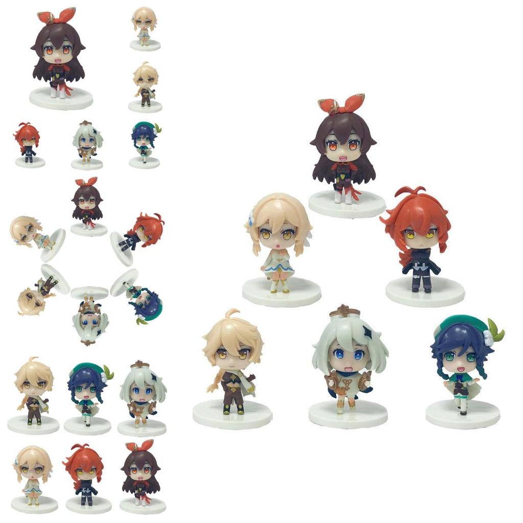 Exquisites 6-teiliges Set Genshin Impact Actionfiguren mit Klee Paimon und mehr für Sammler