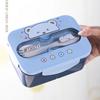 Set di tazze per il pranzo a forma di cartone animato, contenitore per bento in plastica portatile con forchetta, contenitore per il pranzo per bambini, contenitore per alimenti, porta-cibo