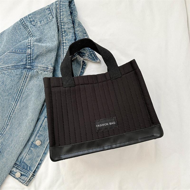 Модная Канвасная Сумка-Тоут в Корейском Стиле Для Студентов, Вместительная и Модная, Черная чёрный