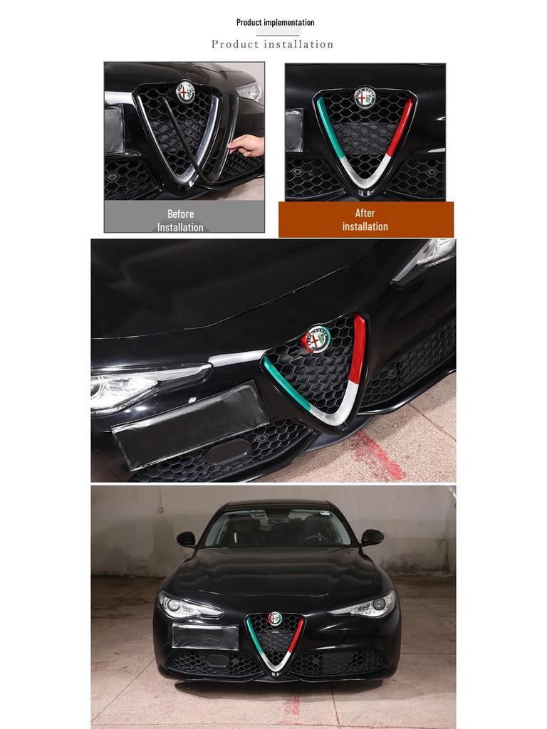 Calandre Alfa Romeo Giulia en Fibre de Carbone Moulure V-Frame - Disponible en Trois Couleurs