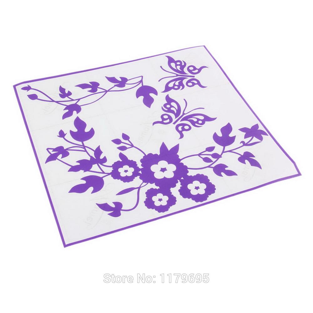 Purple Flower Butterfly Wall Sticker Bathroom Toilet Decor Living Room Cabinet Home Decoration Decals Beautify Self Adhesive Mur