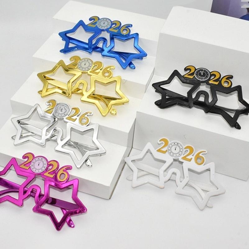 2026 Number Eyeglasses Happy Year Glasses Diamond Glitter Sunglasses Cosplay Prop Xmas Party Decoration Funny Glasses