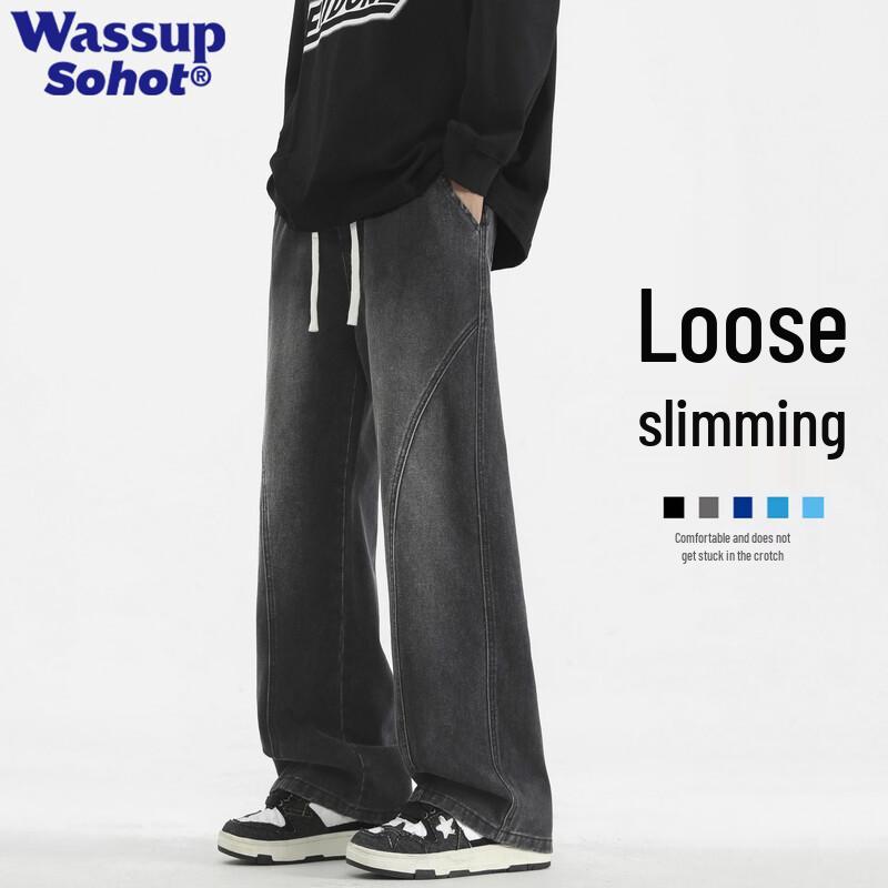 Wassup Sohot Men s Curved Blade Loose Straight Jeans 3XL
