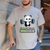 Funny Panda Gym Print T-Shirt Unisex Tees for Men Women O-neck Casual Short Sleeved Weightlifting Installing Muscles Basic Tops