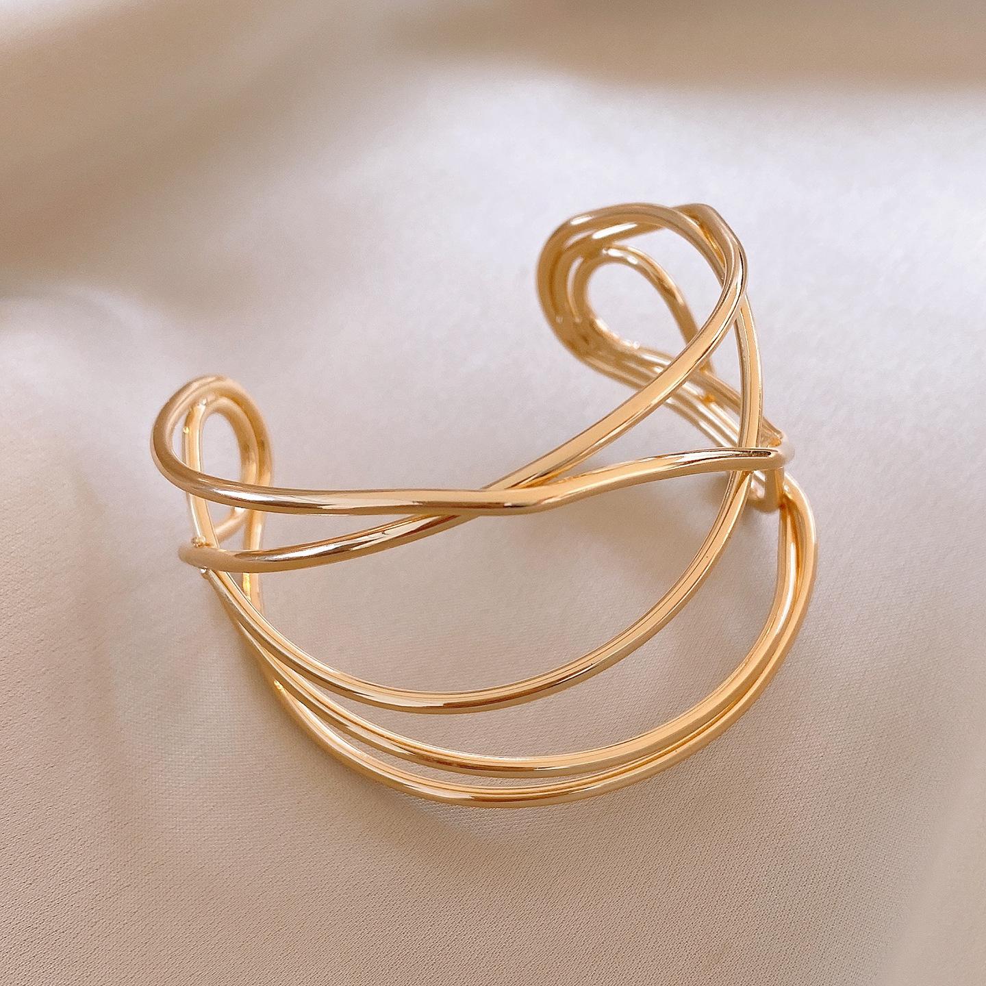 

Металлический геометрический браслет с открытым концом, браслет на руку, преувеличенный и простой универсальный браслет, украшение для женщины с холодным ветром