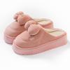 Bow cartoon cotton slippers autumn and winter indoor home thick bottom velvet warm and comfortable couple confinement shoes women