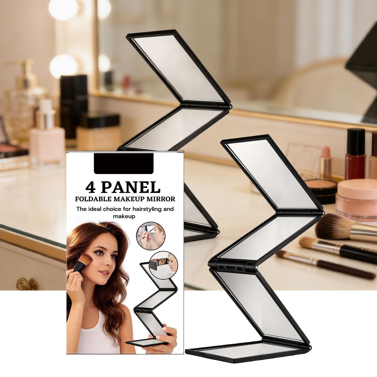 Four-sided Folding Makeup Mirror Daily Foldable Makeup Mirror With 4 Panels And Portable Makeup Mirror. One Size чёрный