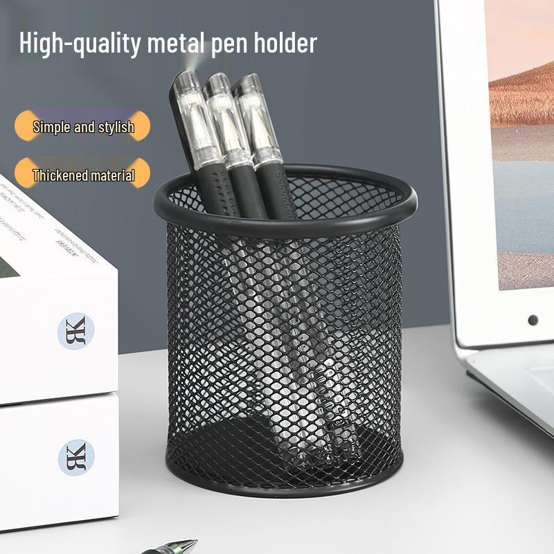 Student Desk Iron Pen Holder: Creative, Wear-Resistant, Large Capacity Eyebrow Pencil Storage.