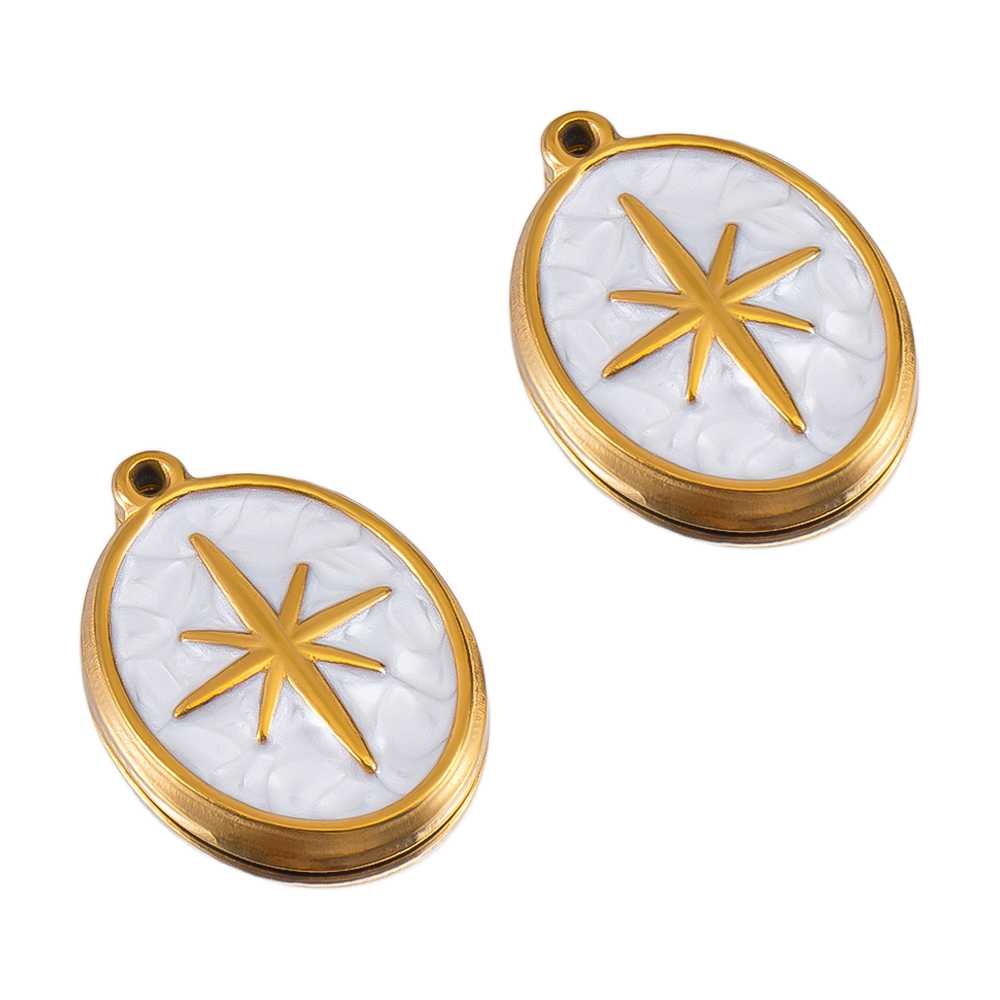 2pcs White Enamel Stainless Steel Hollow Wrinkled Starfish Heart Square Pendant Necklacse Charms Earrings DIY Jewelry Findings