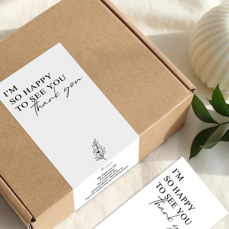 50 Blatt/Packung, Schlichte florale Dankesaufkleber, Rechteckig, Verschlussaufkleber, Geschenkverpackung, Dekorative Aufkleber, Verschlussaufkleber