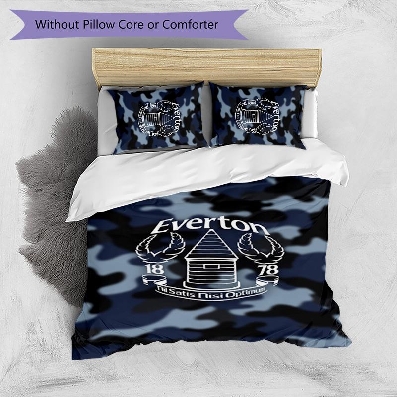 Set Lenzuola Everton Football Stampato 3 Pezzi, Comodo Set Copripiumino per Camera da Letto Amico della Pelle