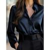 Damen S Langarm V-Ausschnitt Knopfleiste Einfarbig Elegante Bluse