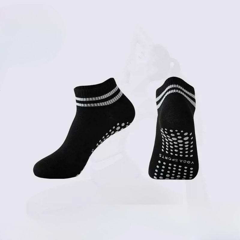Enkellange Sportsokken met Antislip Grip en Gestreept Manchet voor Yoga en Fitness