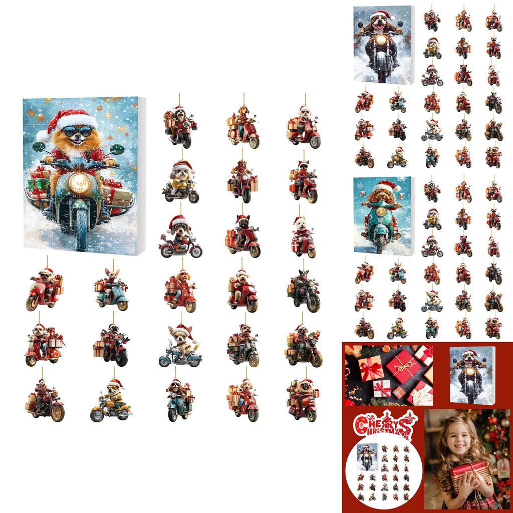 Christmas Dog Advent Calendar With Acrylic Elements And 24 Decor Pieces For Seasonal Gift Giving