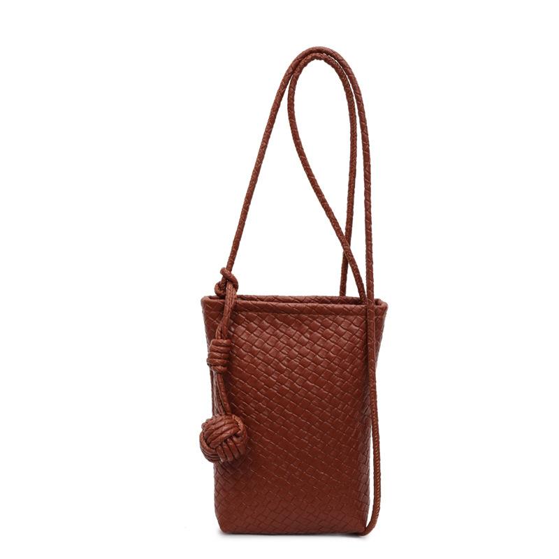Versatile bucket bag femininity new summer simple fashion shoulder bag woven oblique span bag