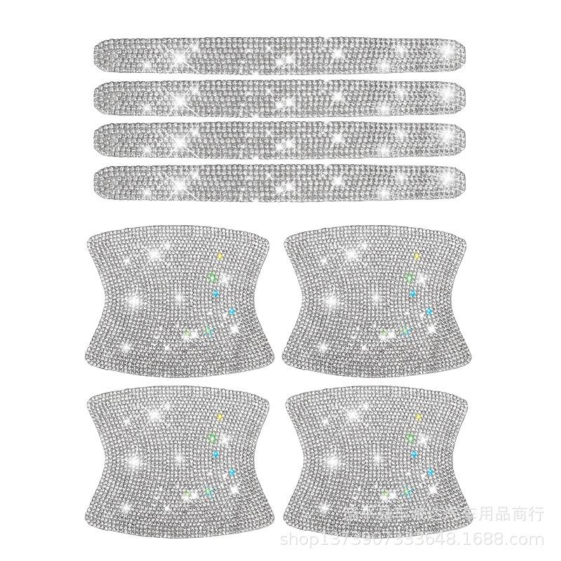 Autocollants de poignée de porte de voiture en strass, autocollants de protection de poignée de porte à paillettes en cristal, autocollants de sécurité anti-rayures réfléchissants pour voiture